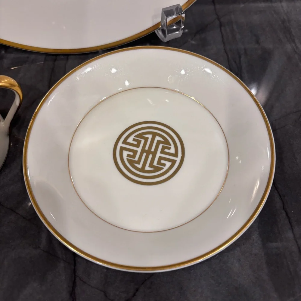 Fitz & Floyd vintage Gold Mandarin Crest dinner plate, cup, saucer set Japan